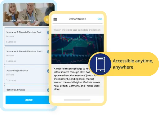 Stacked images showing a customized curriculum for finance and insurance.